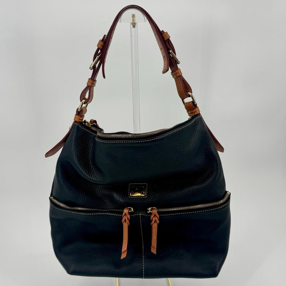 Dooney & Bourke Dillen Pocket Sac Shoulder Bag Black British Tan - Picture 2 of 11